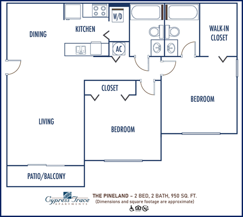 2 Bed 2 Bath Floor Plan at Cypress Trace, Brandon, 33511